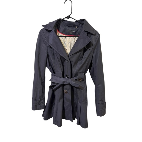 Via Spiga Size Large Navy Trench Rain Coat Removable Hood - Picture 1 of 7